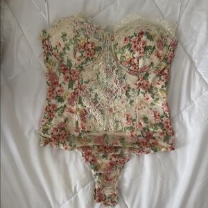 Lulus Floral Lace Bustier Bodysuit